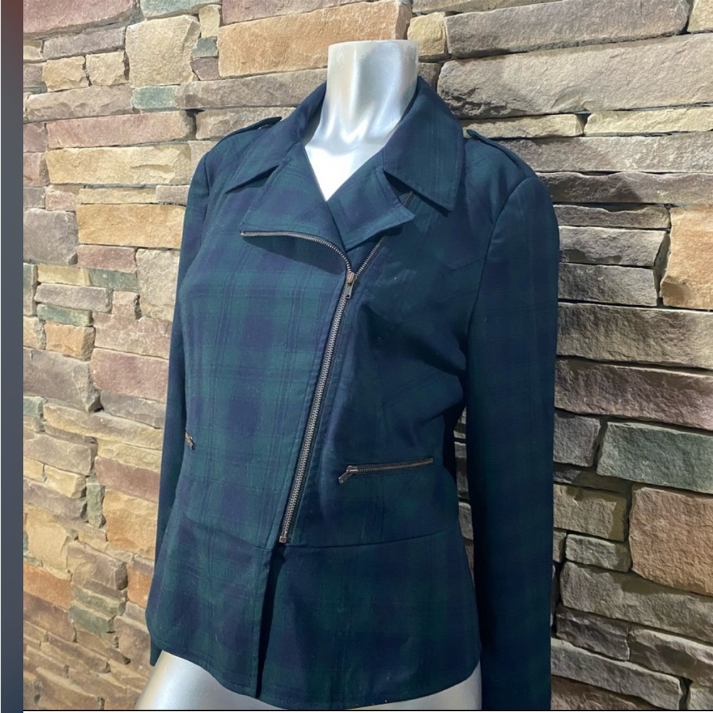 Cabi Tartan Blazer Green/Navy Blue Sz 6 - Picture 2 of 5